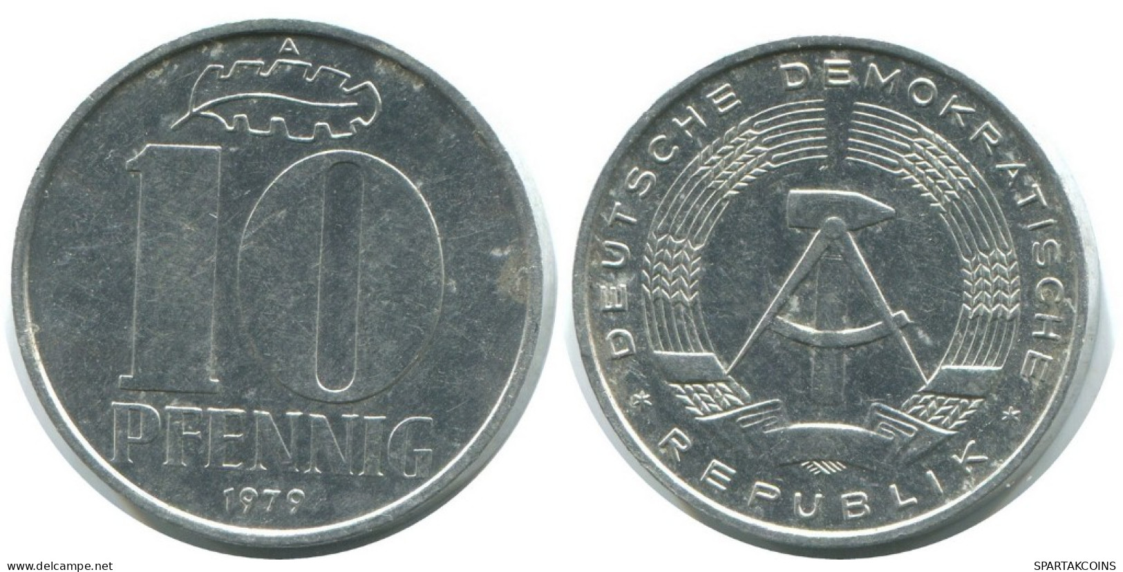 10 PFENNIG 1979 A DDR EAST GERMANY Coin #AD773.9.U.A - 10 Rentenpfennig & 10 Reichspfennig