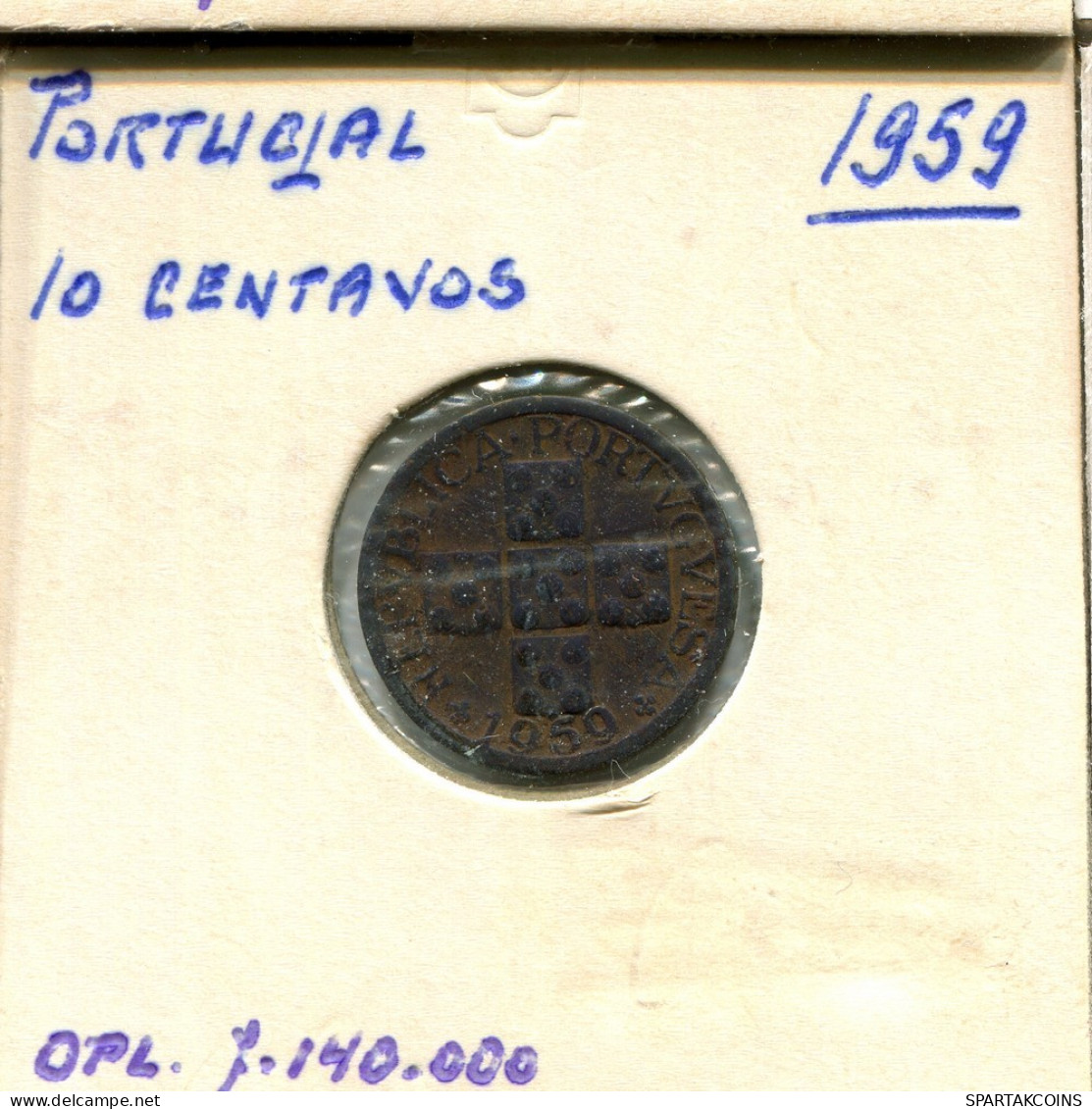 10 CENTAVOS 1959 PORTUGAL Münze #AT264.D.A - Portugal
