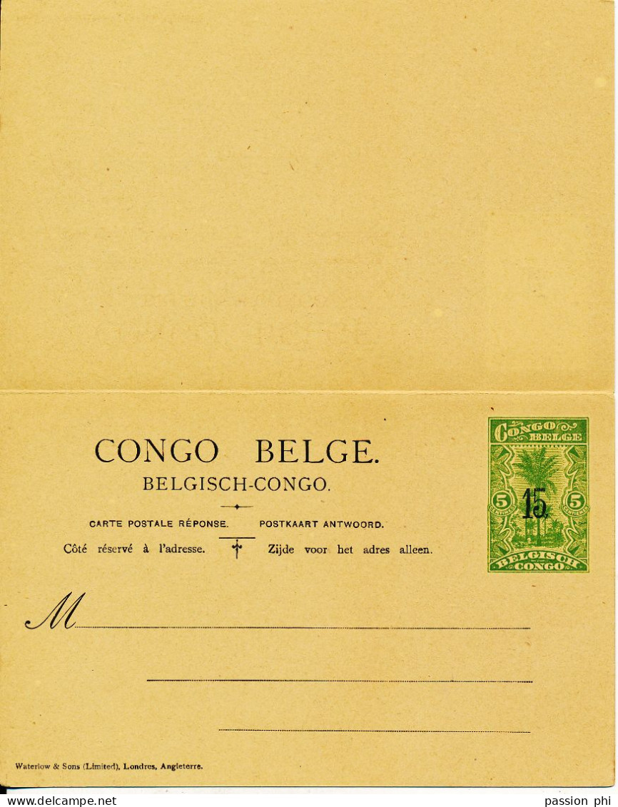 BELGIAN CONGO  PS SBEP 58 UNUSED - Stamped Stationery