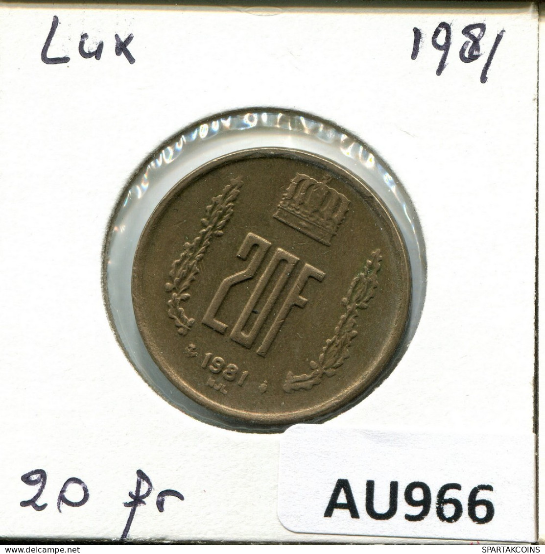 20 FRANCS 1981 LUXEMBOURG Coin #AU966.U.A - Luxemburgo