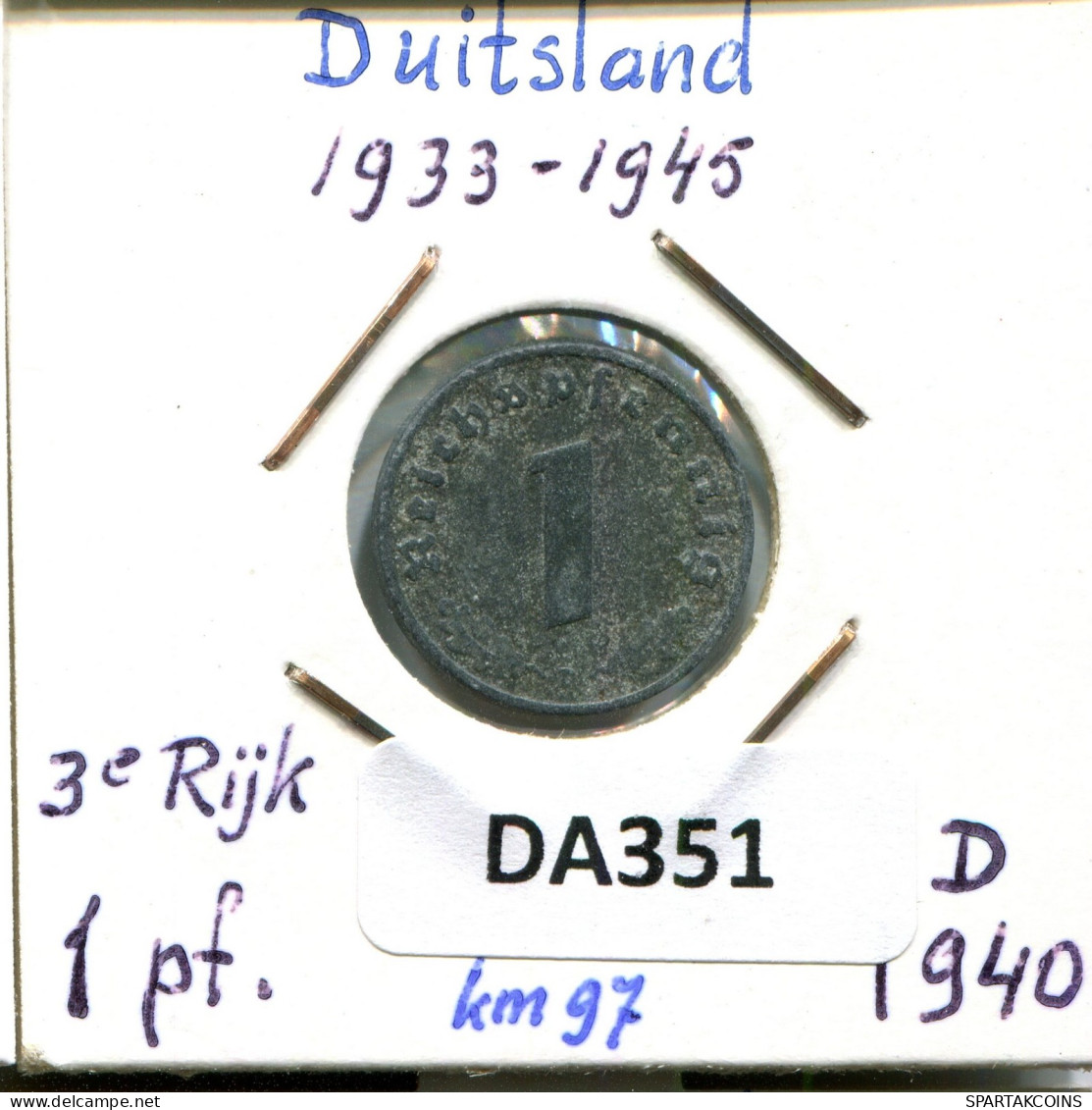 1 REICHSPFENNIG 1940 D DEUTSCHLAND Münze GERMANY #DA351.2.D.A - 1 Reichspfennig