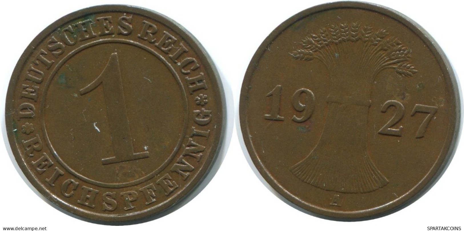1 REICHSPFENNIG 1927 A ALEMANIA Moneda GERMANY #AE198.E.A - 1 Rentenpfennig & 1 Reichspfennig