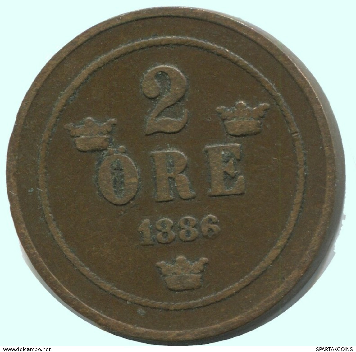 2 ORE 1886 SCHWEDEN SWEDEN Münze #AC947.2.D.A - Zweden