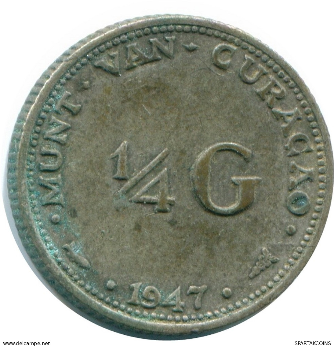 1/4 GULDEN 1947 CURACAO Netherlands SILVER Colonial Coin #NL10812.4.U.A - Curacao