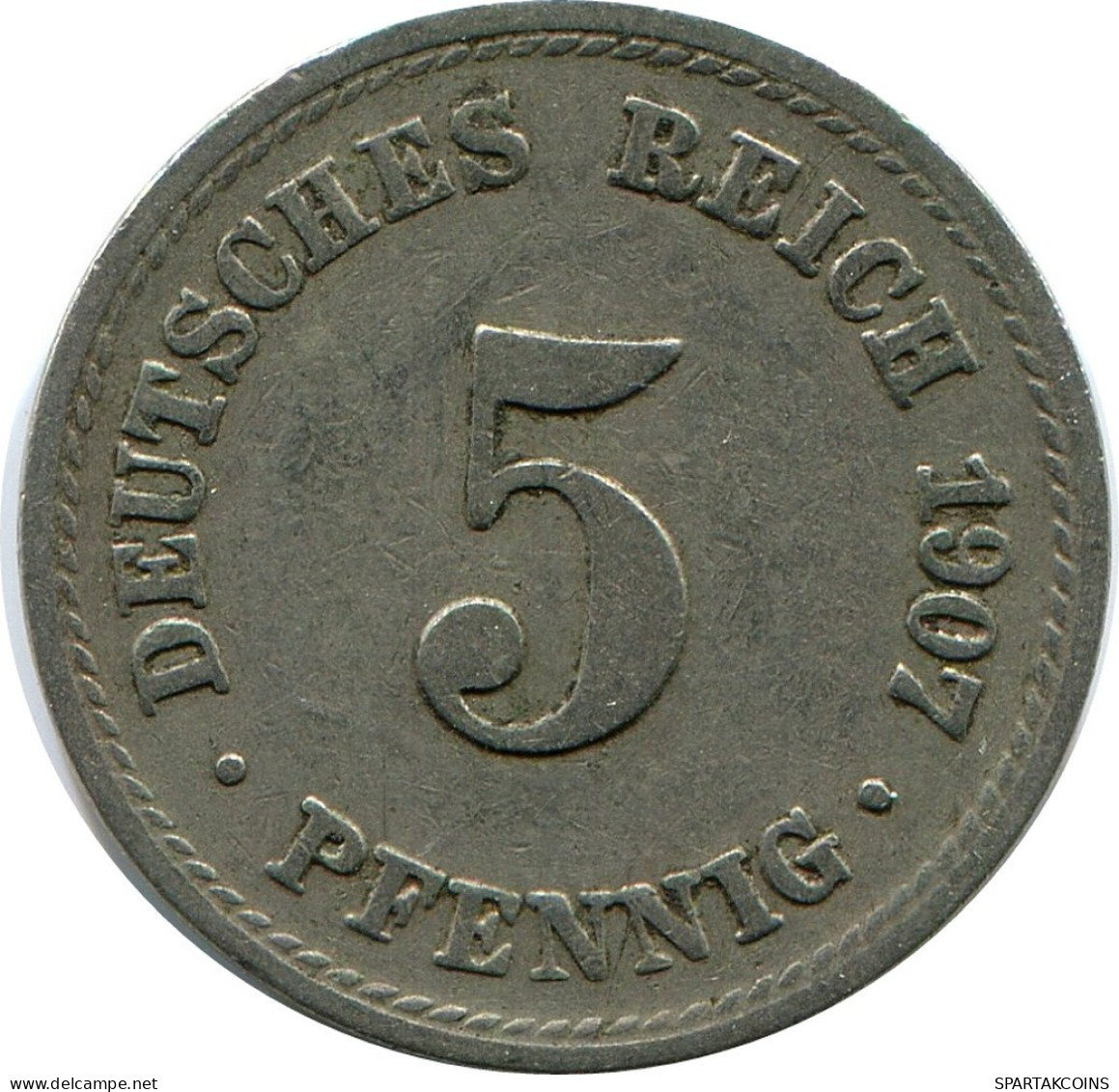 5 PFENNIG 1907 A DEUTSCHLAND Münze GERMANY #DB225.D.A - 5 Pfennig