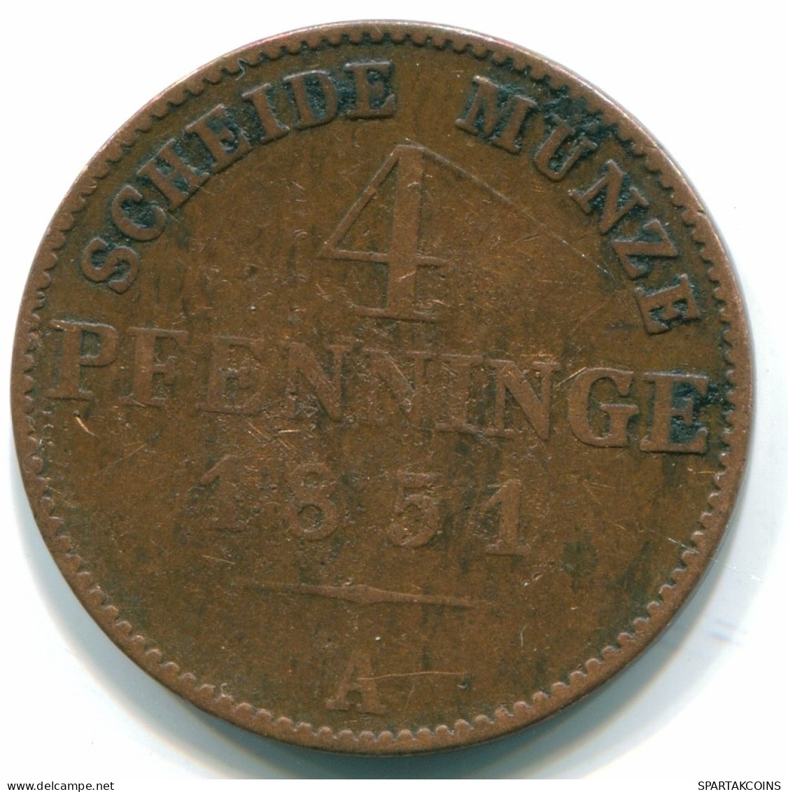 4 PFENNIGE 1851 PRUSIA RUSSIA STADT ALEMANIA Moneda GERMANY #DE10010.3.E.A - Otros & Sin Clasificación