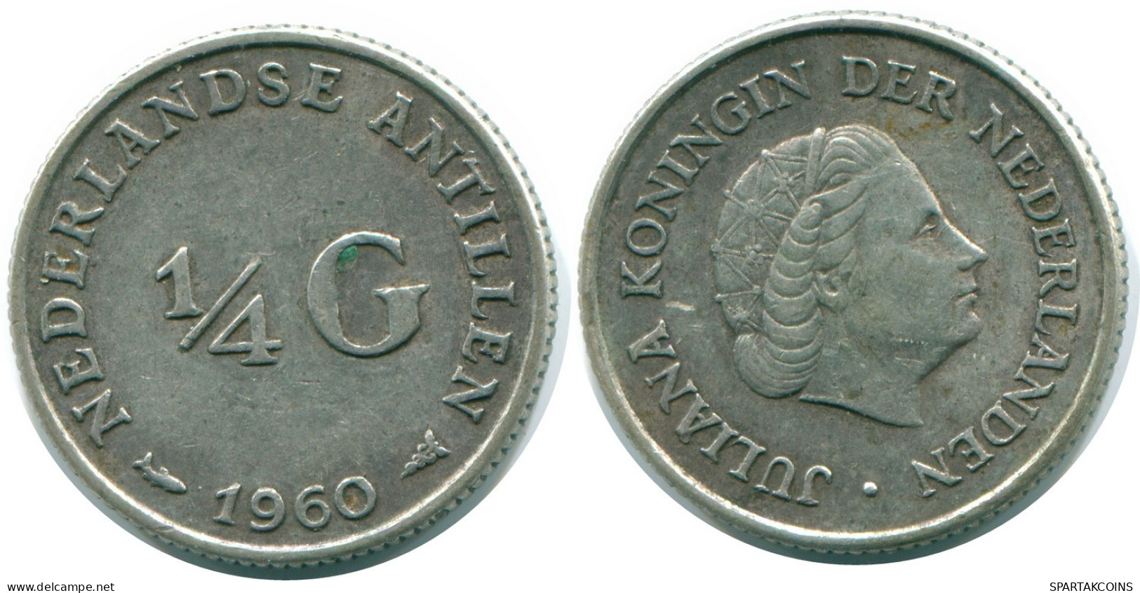 1/4 GULDEN 1960 NIEDERLÄNDISCHE ANTILLEN SILBER Koloniale Münze #NL11063.4.D.A - Antilles Néerlandaises