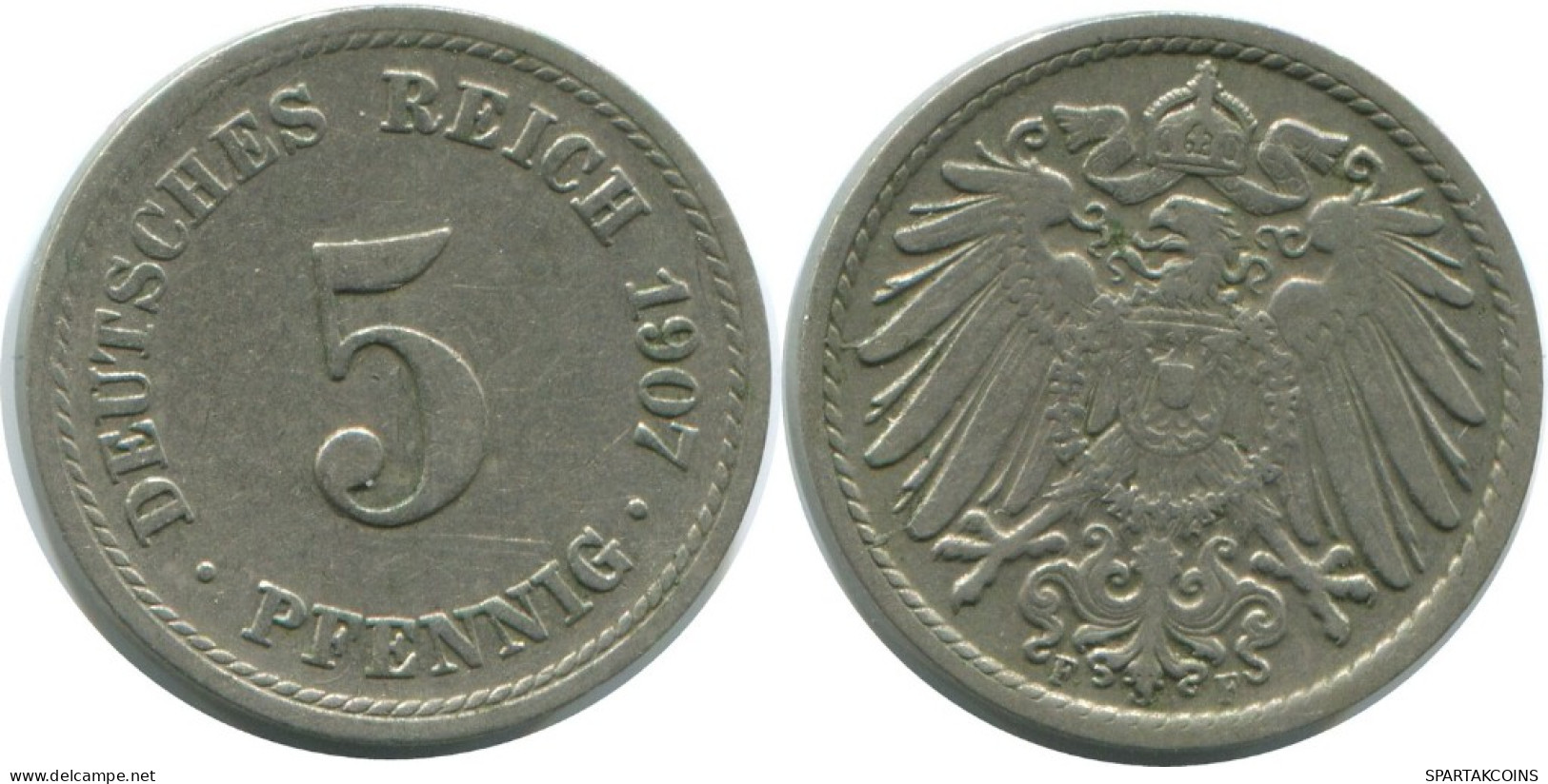 5 PFENNIG 1907 F ALLEMAGNE Pièce GERMANY #AE689.F.A - 5 Pfennig