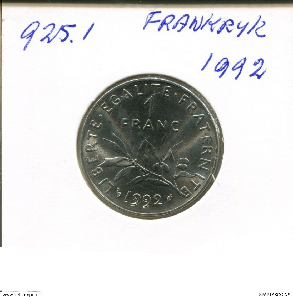1 FRANC 1992 FRANKREICH FRANCE Französisch Münze #AN325.D.A - 1 Franc