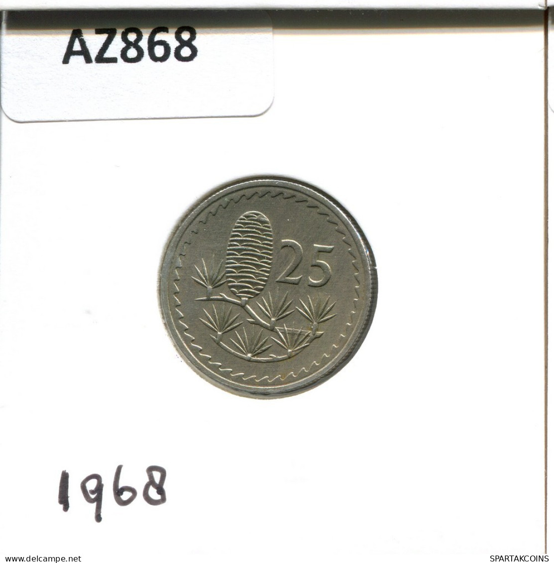 25 MILS 1968 ZYPERN CYPRUS Münze #AZ868.D.A - Chypre