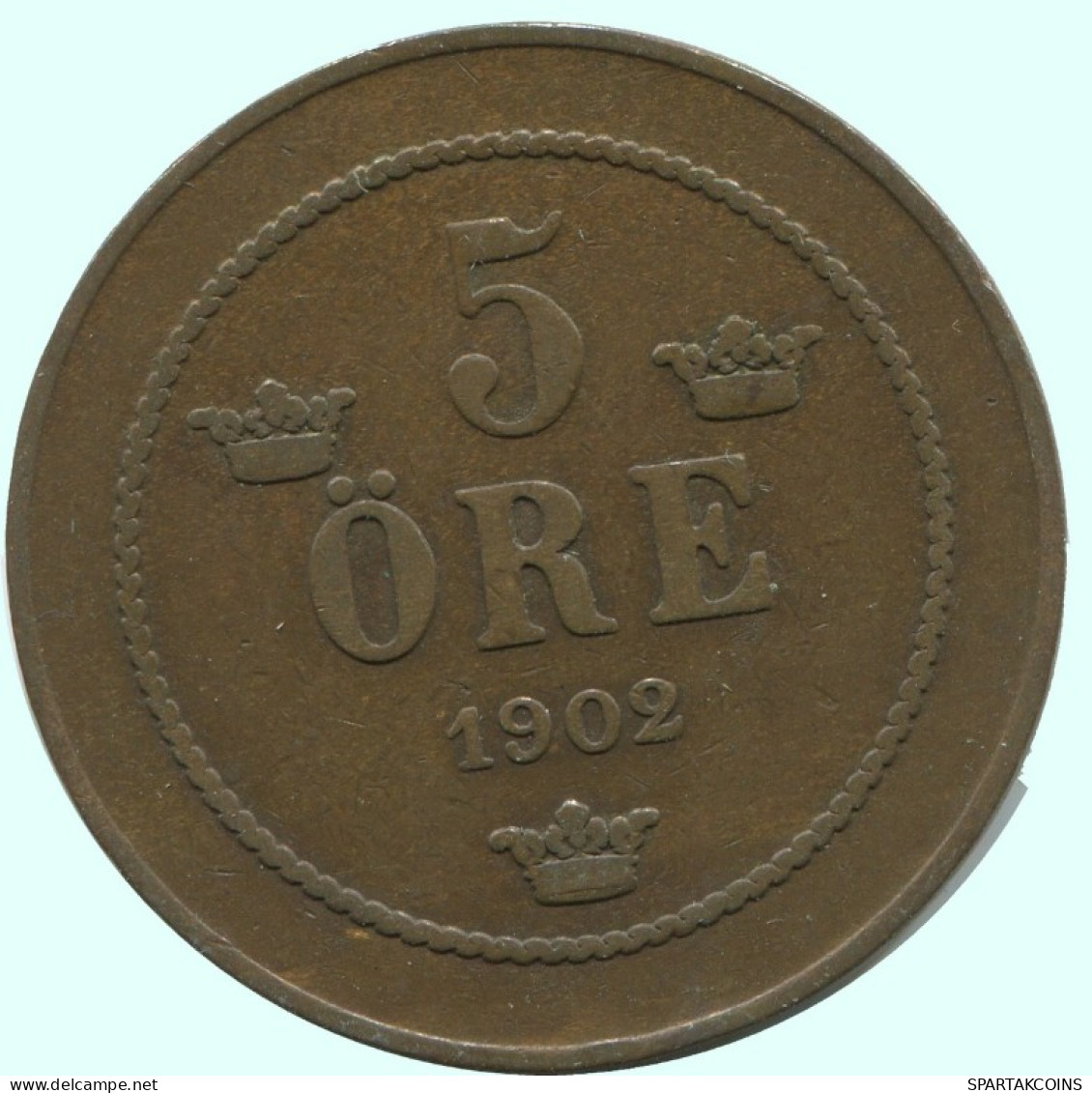 5 ORE 1902 SWEDEN Coin #AC673.2.U.A - Svezia