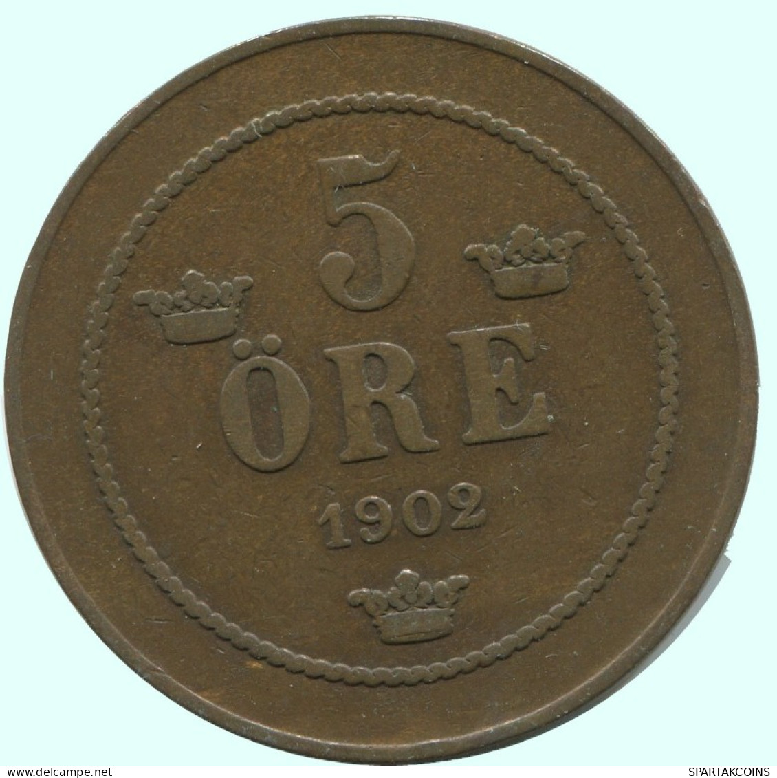 5 ORE 1902 SWEDEN Coin #AC673.2.U.A - Sweden