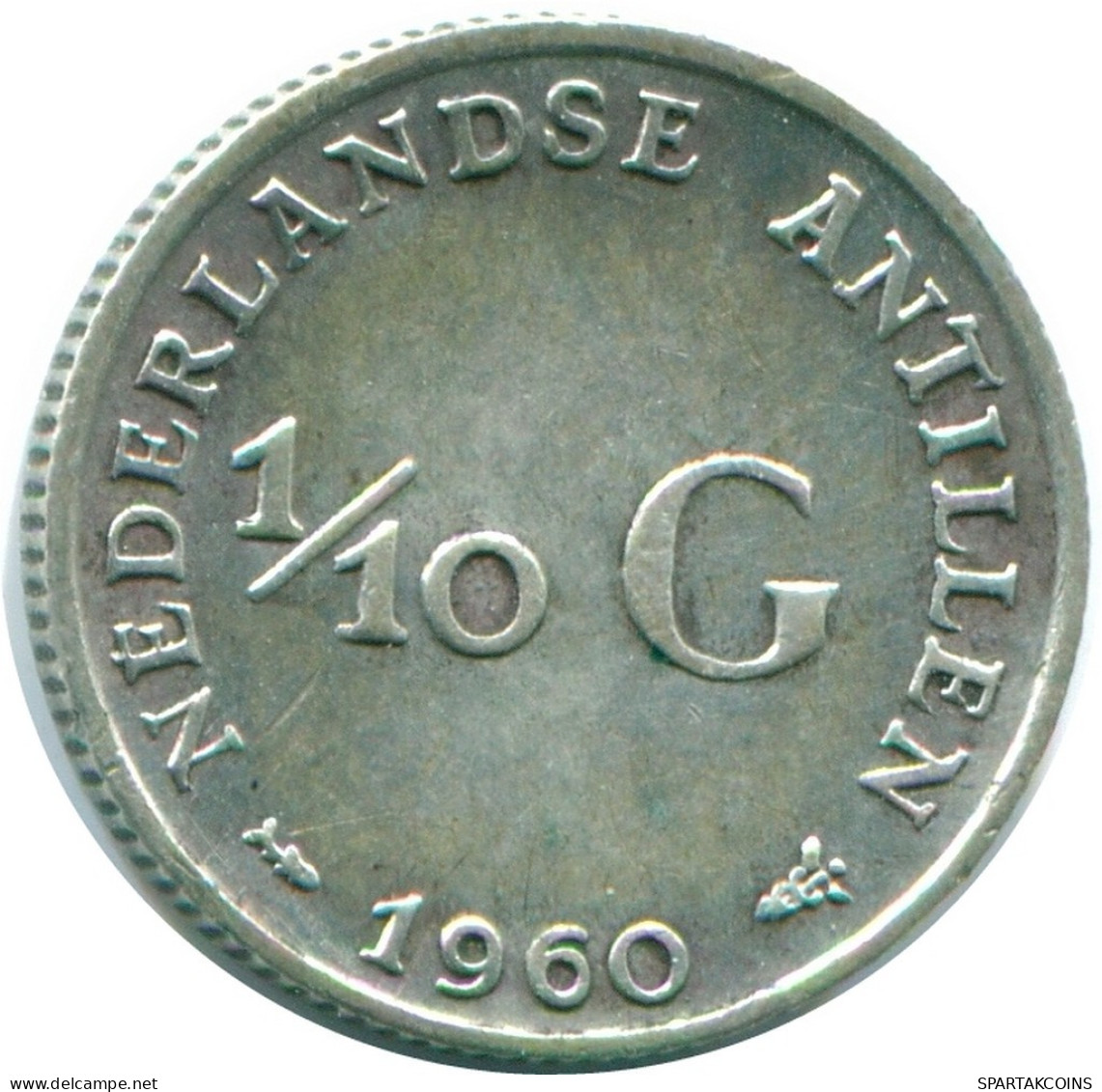 1/10 GULDEN 1960 ANTILLAS NEERLANDESAS PLATA Colonial Moneda #NL12324.3.E.A - Antilles Néerlandaises