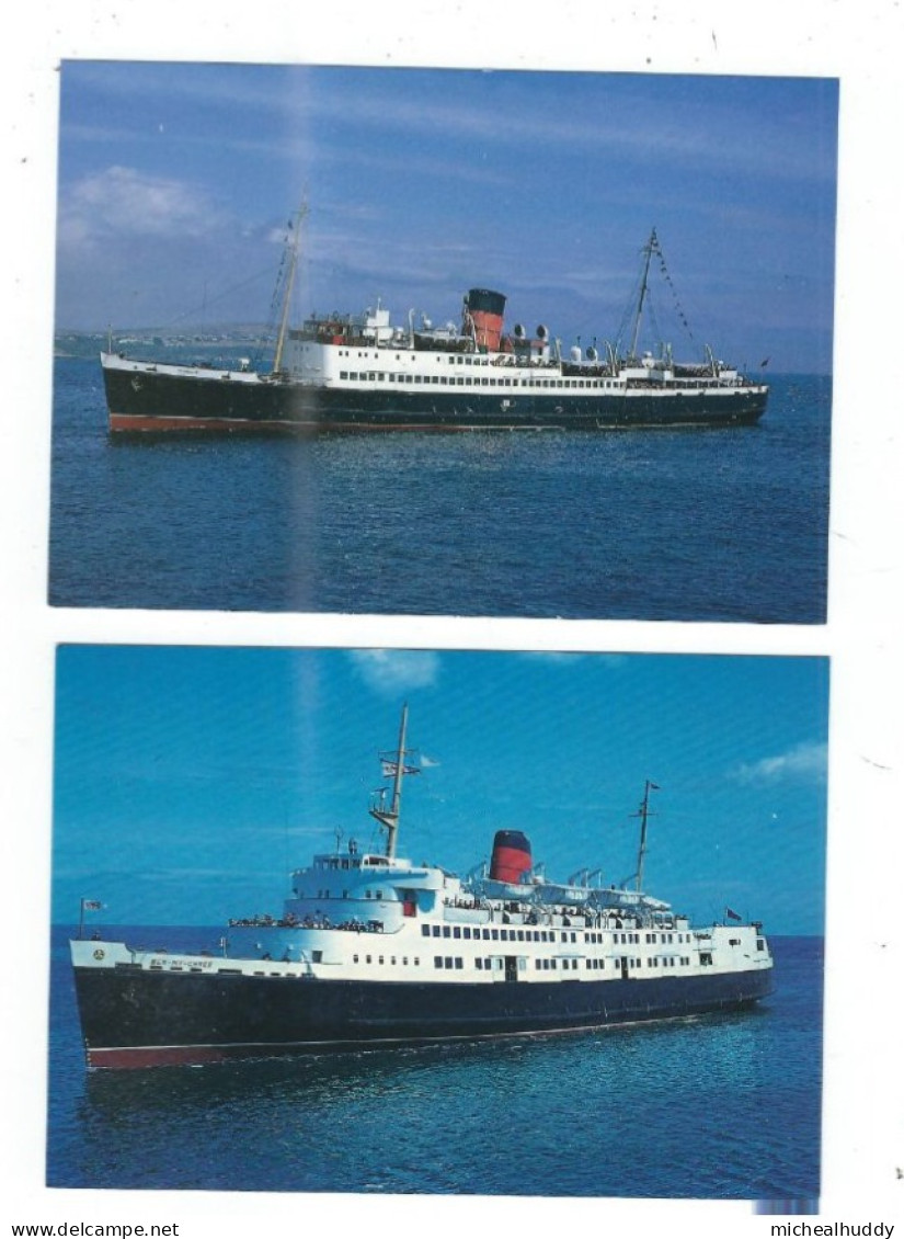 2 POSTCARDS SHIPPING  FERRY  ISLE OF MAN STEAMPACKET CO   BEN-MY-CHREE AND TYNWALD - Péniches