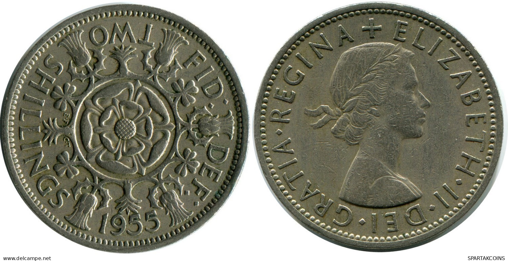 2 SHILLING 1955 UK GBAN BRETAÑA GREAT BRITAIN Moneda #AY992.E.A - J. 1 Florin / 2 Schillings