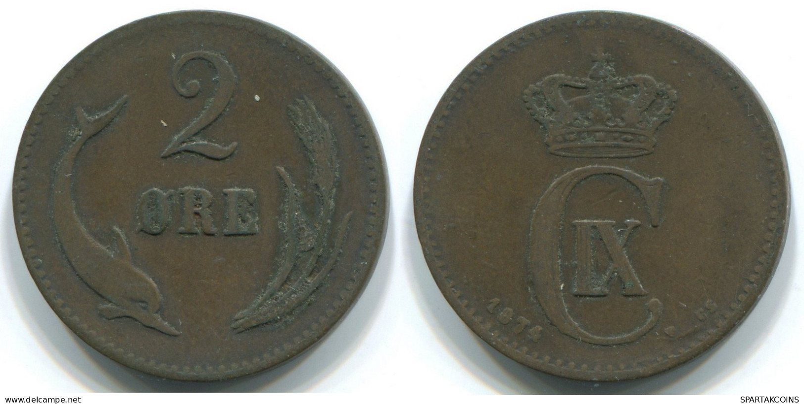 2 ORE 1874 DINAMARCA DENMARK Moneda #WW1009.E.A - Dänemark