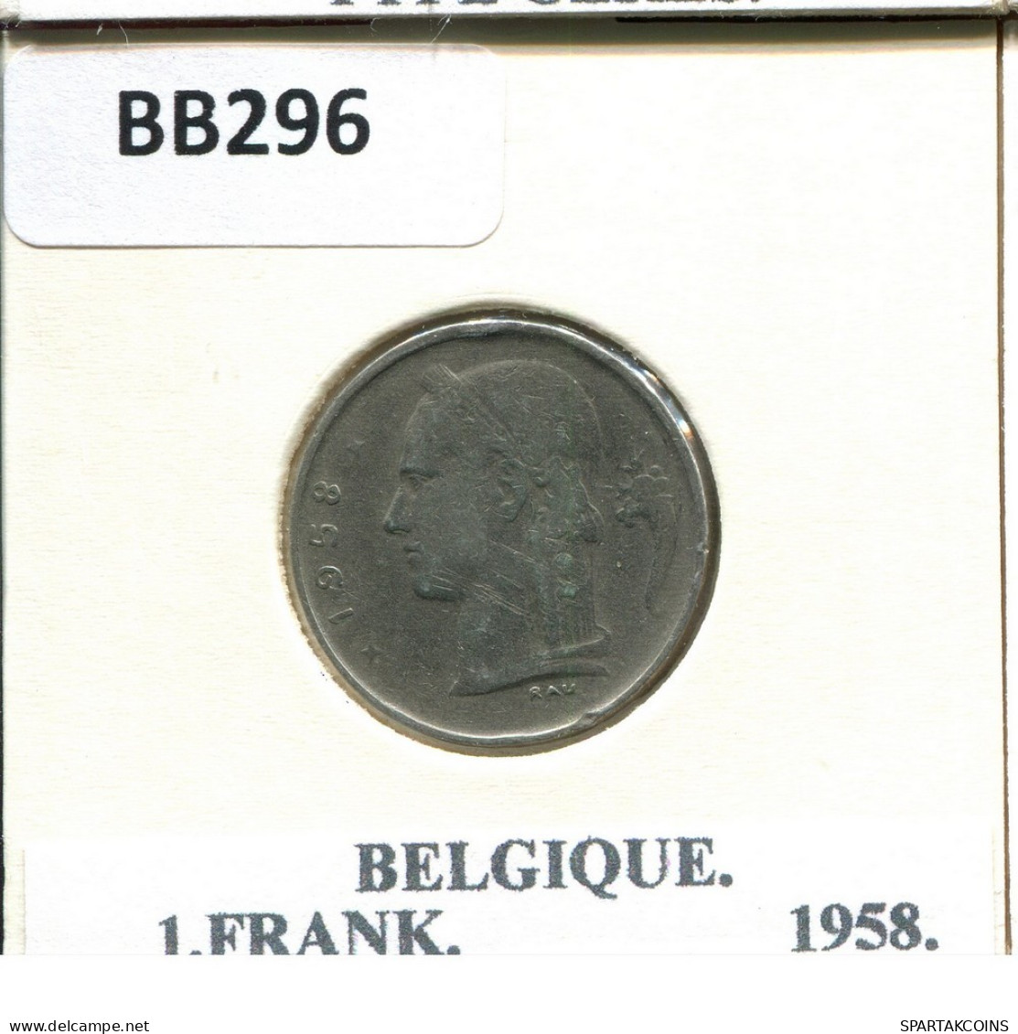 1 FRANC 1958 FRENCH Text BELGIQUE BELGIUM Pièce #BB296.F.A - 1 Franc