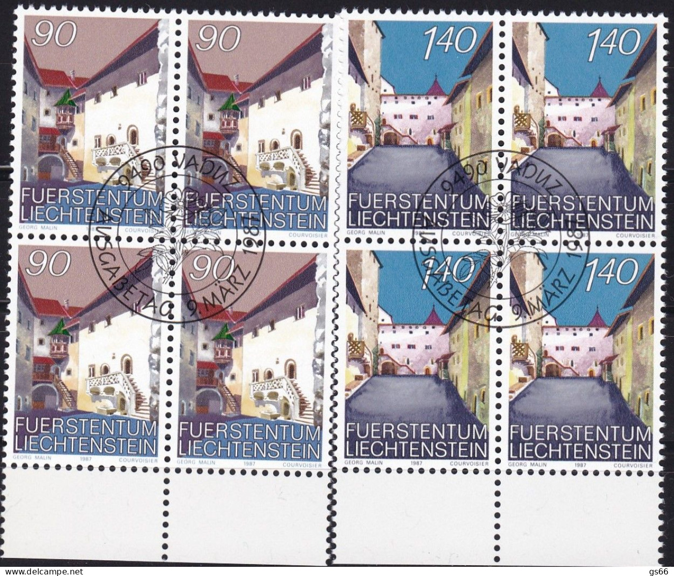 Liechtenstein, 1987, 919/20, Used Oo,  Freimarken: Schloss Vaduz. - Used Stamps