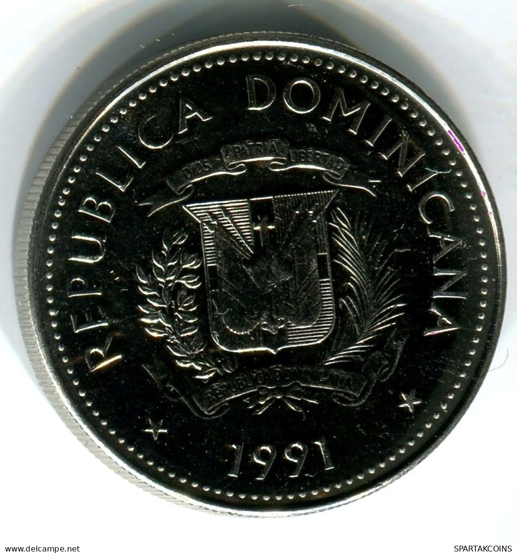 25 CENTAVOS 1991 REPUBLICA DOMINICANA UNC Coin #W10800.U.A - Dominicaine