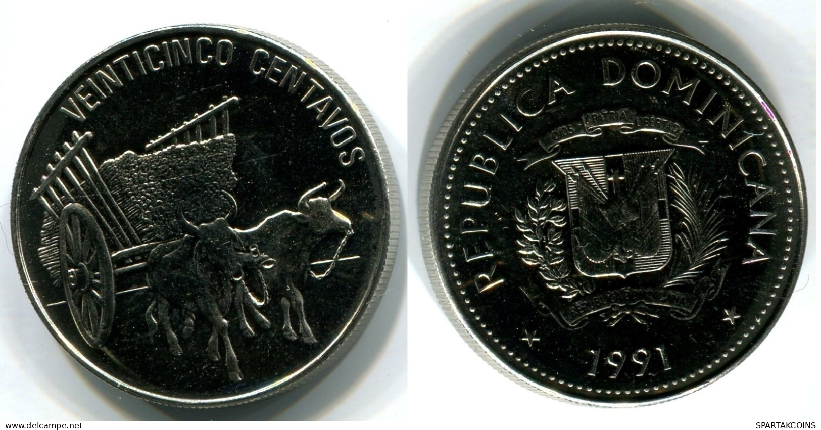 25 CENTAVOS 1991 REPUBLICA DOMINICANA UNC Coin #W10800.U.A - Dominicaanse Republiek