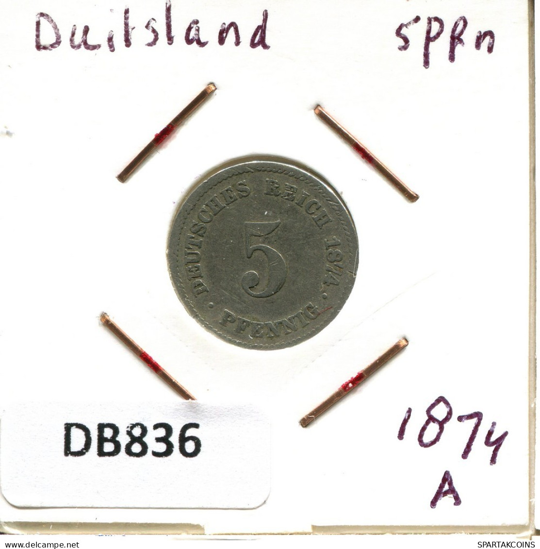 5 PFENNIG 1874 A GERMANY Coin #DB836.U.A - 5 Pfennig