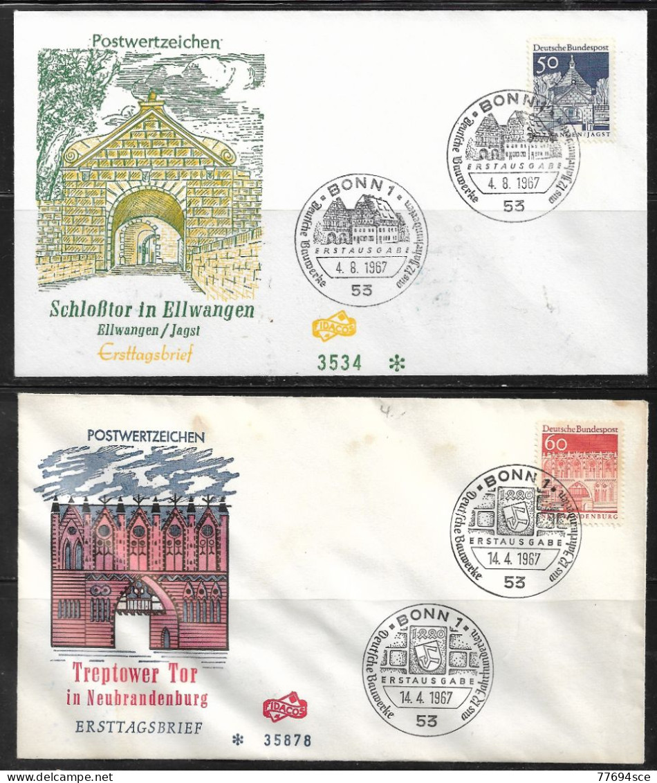 1967  8 Ersttagsbriefe (Deutsche Bauwerke) - 1961-1970