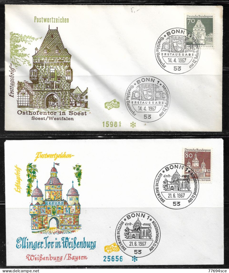 1967  8 Ersttagsbriefe (Deutsche Bauwerke) - 1961-1970