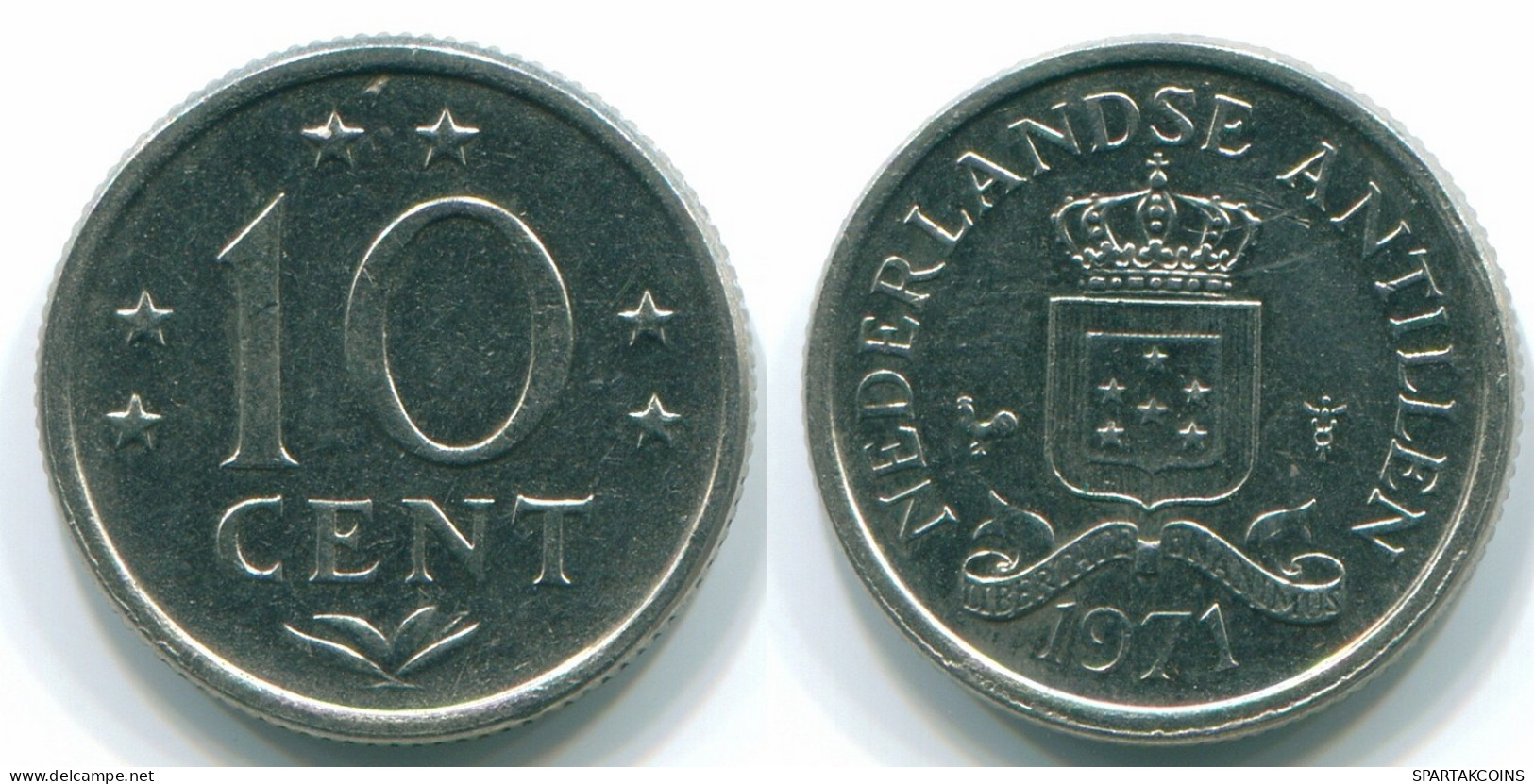10 CENTS 1971 ANTILLAS NEERLANDESAS Nickel Colonial Moneda #S13397.E.A - Antilles Néerlandaises