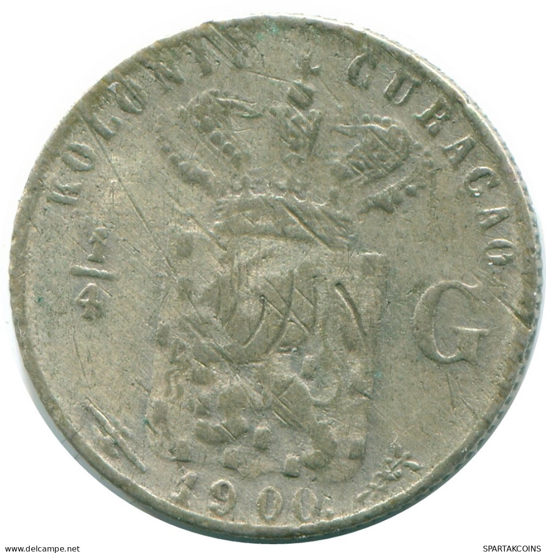 1/4 GULDEN 1900 CURACAO Netherlands SILVER Colonial Coin #NL10533.4.U.A - Curacao