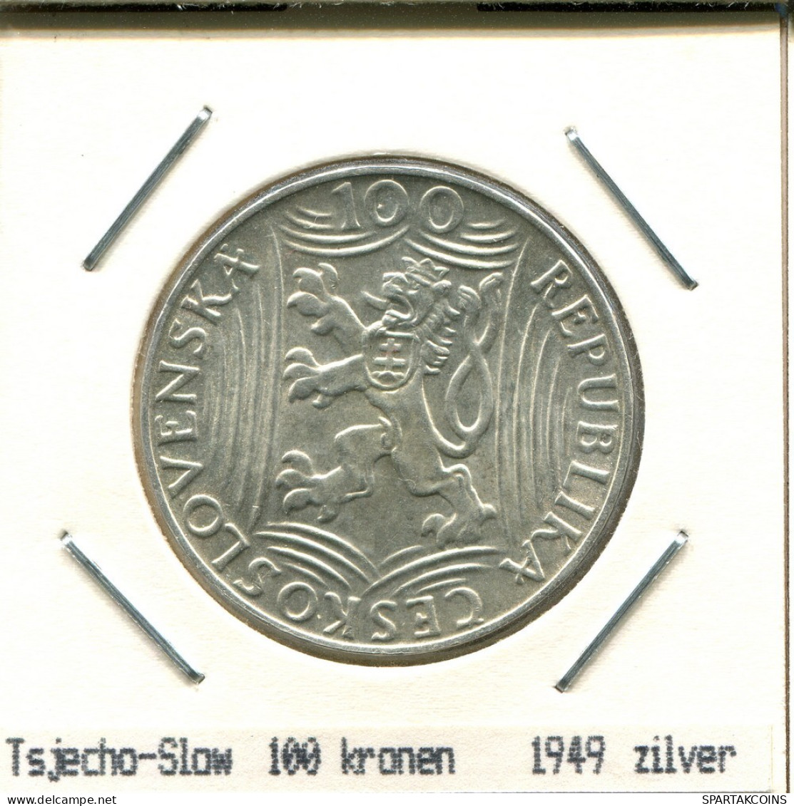 100 KORUN 1949 CZECHOSLOVAKIA SILVER Coin #AS518.U.A - Checoslovaquia