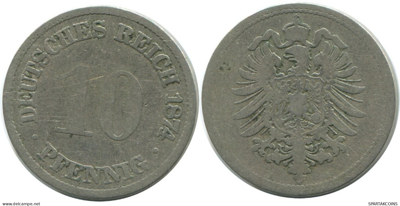 10 PFENNIG 1874 A GERMANY Coin #AE455.U.A - 10 Pfennig