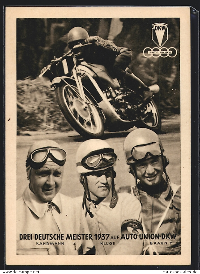 AK Drei Deutsche Meister 1937 Auf Auto Union-DKW, Kahrmann, Kluge Und Braun  - Motorräder