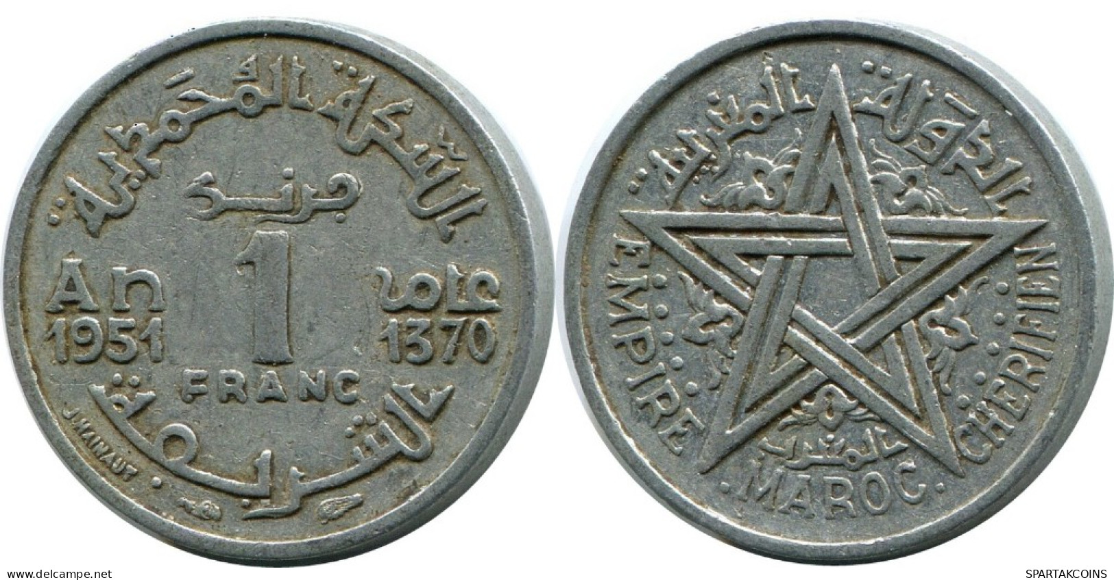 1 FRANC 1951 MARRUECOS MOROCCO Islámico Moneda #AH693.3.E.A - Morocco