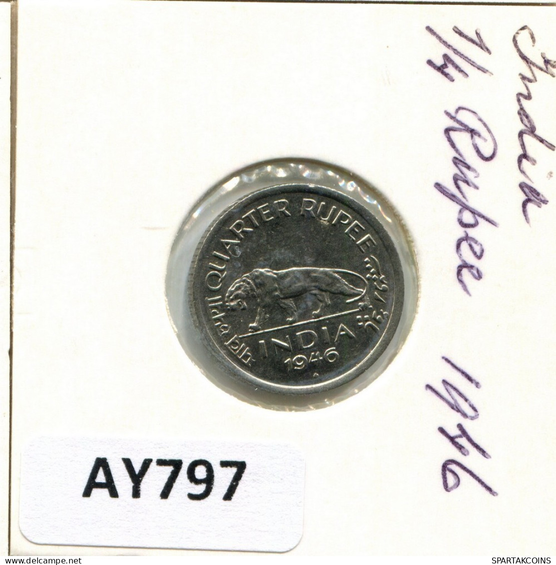 1/4 RUPEE 1946 INDIEN INDIA Münze #AY797.D.A - Indien