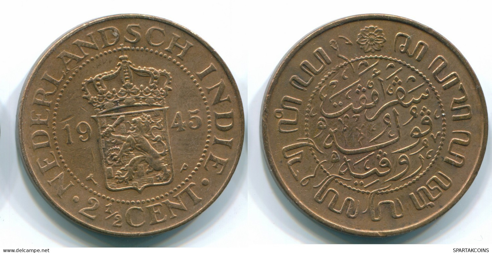 2 1/2 CENT 1945 NIEDERLANDE OSTINDIEN INDONESISCH Koloniale Münze #S12090.D.A - Niederländisch-Indien