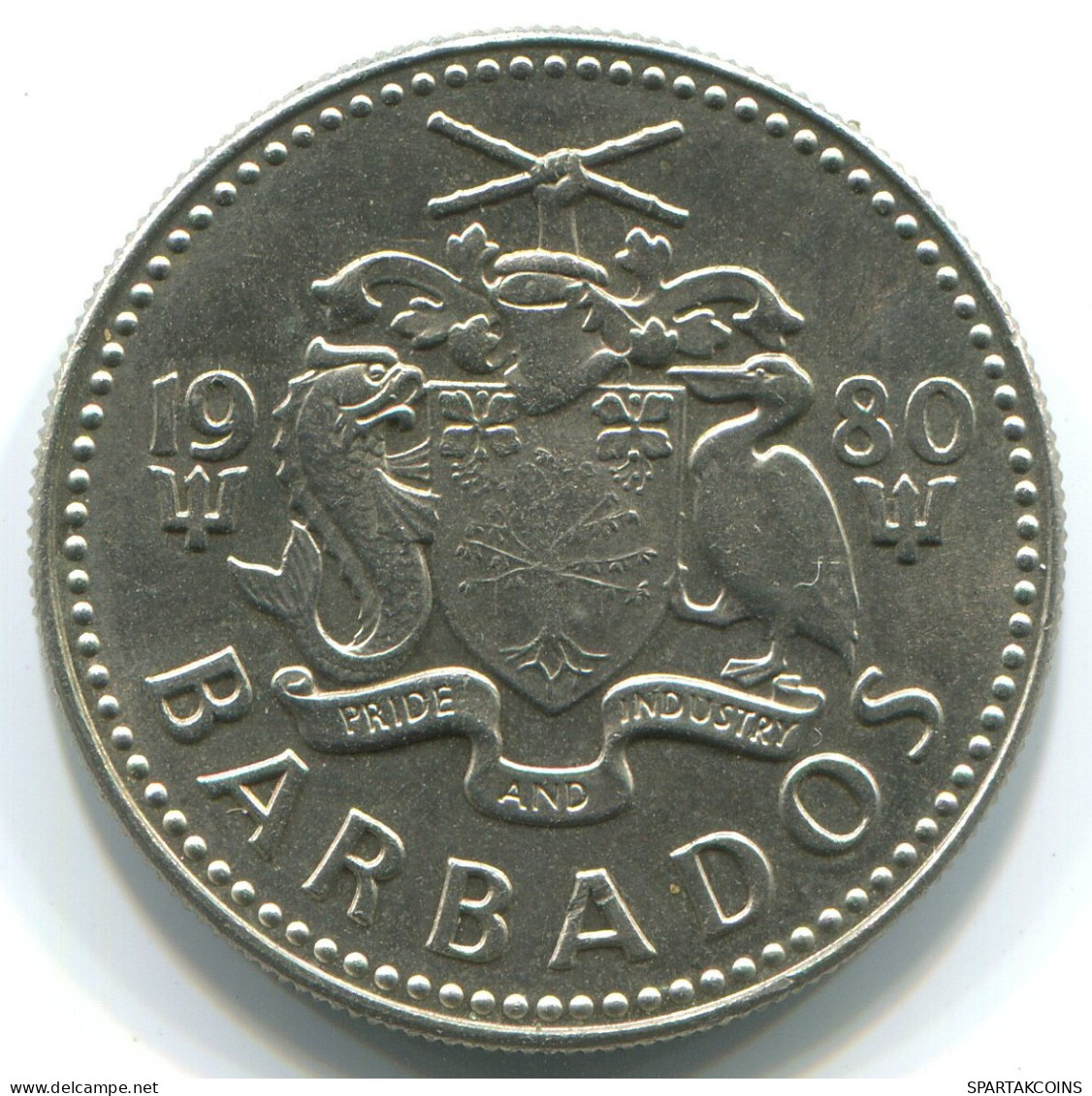 25 CENTS 1980 BARBADE BARBADOS Pièce #WW1161.F.A - Barbados (Barbuda)