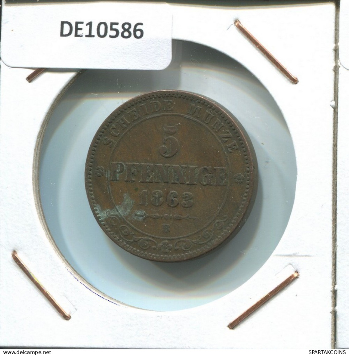 SAXONY 5 PFENNIG 1863 B Dresden Mint German States #DE10586.16.E.A - Andere & Zonder Classificatie
