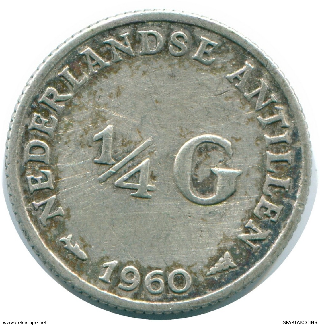1/4 GULDEN 1960 NIEDERLÄNDISCHE ANTILLEN SILBER Koloniale Münze #NL11070.4.D.A - Antilles Néerlandaises