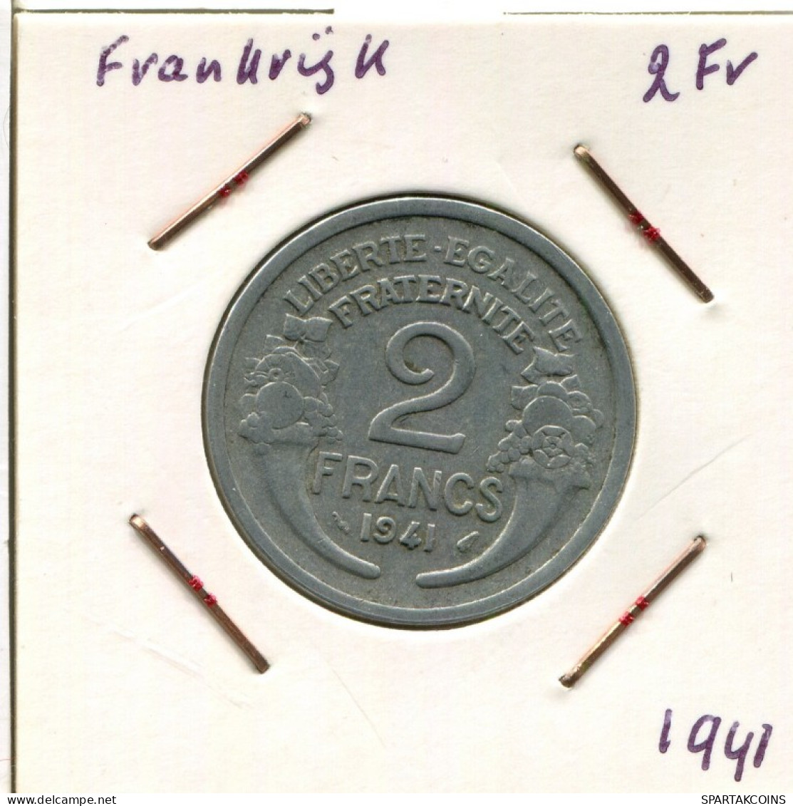 2 FRANCS 1941 FRANCE Pièce Française #AM594.F.A - 2 Francs