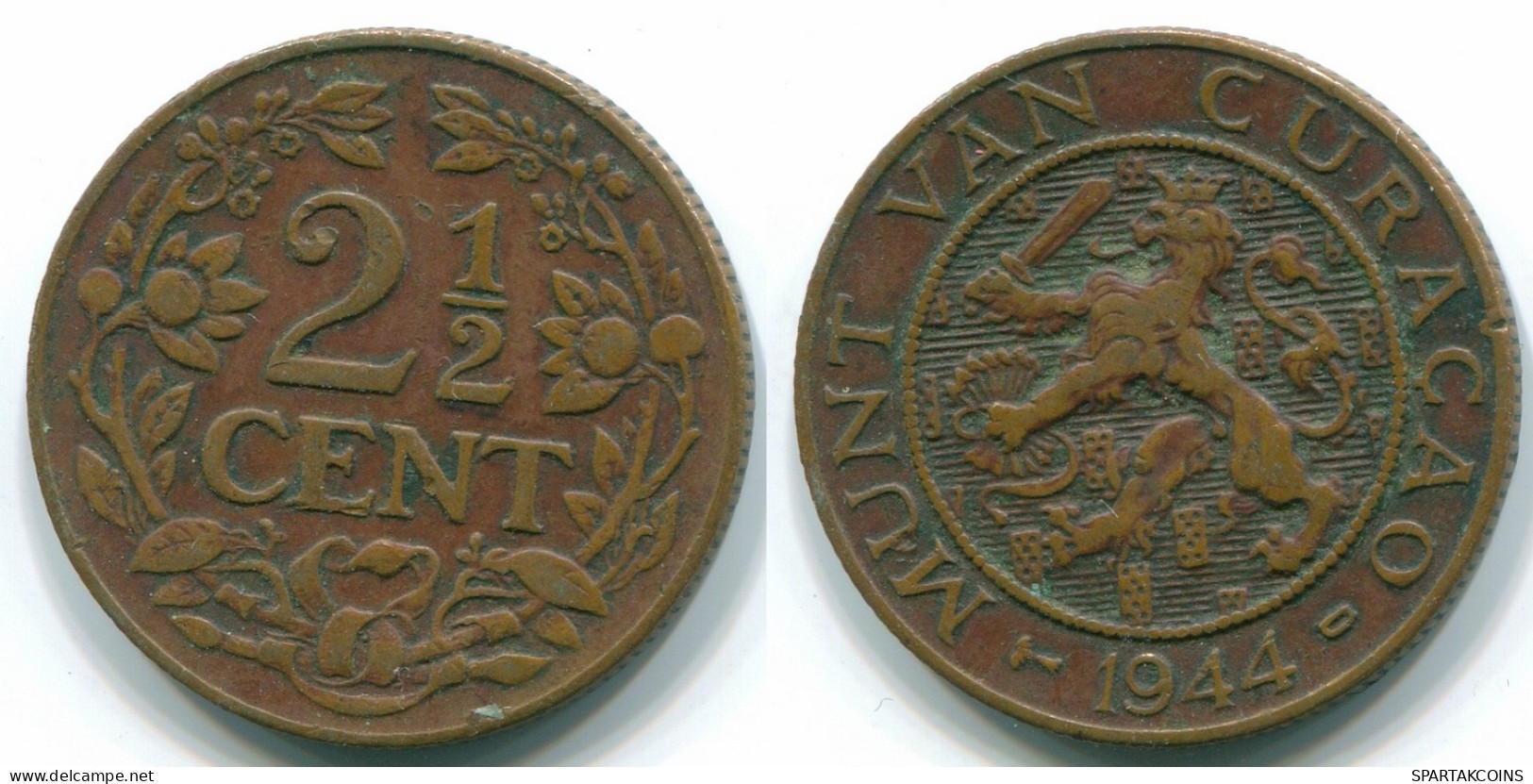 2 1/2 CENT 1944 CURACAO NÉERLANDAIS NETHERLANDS Bronze Colonial Pièce #S10144.F.A - Curaçao