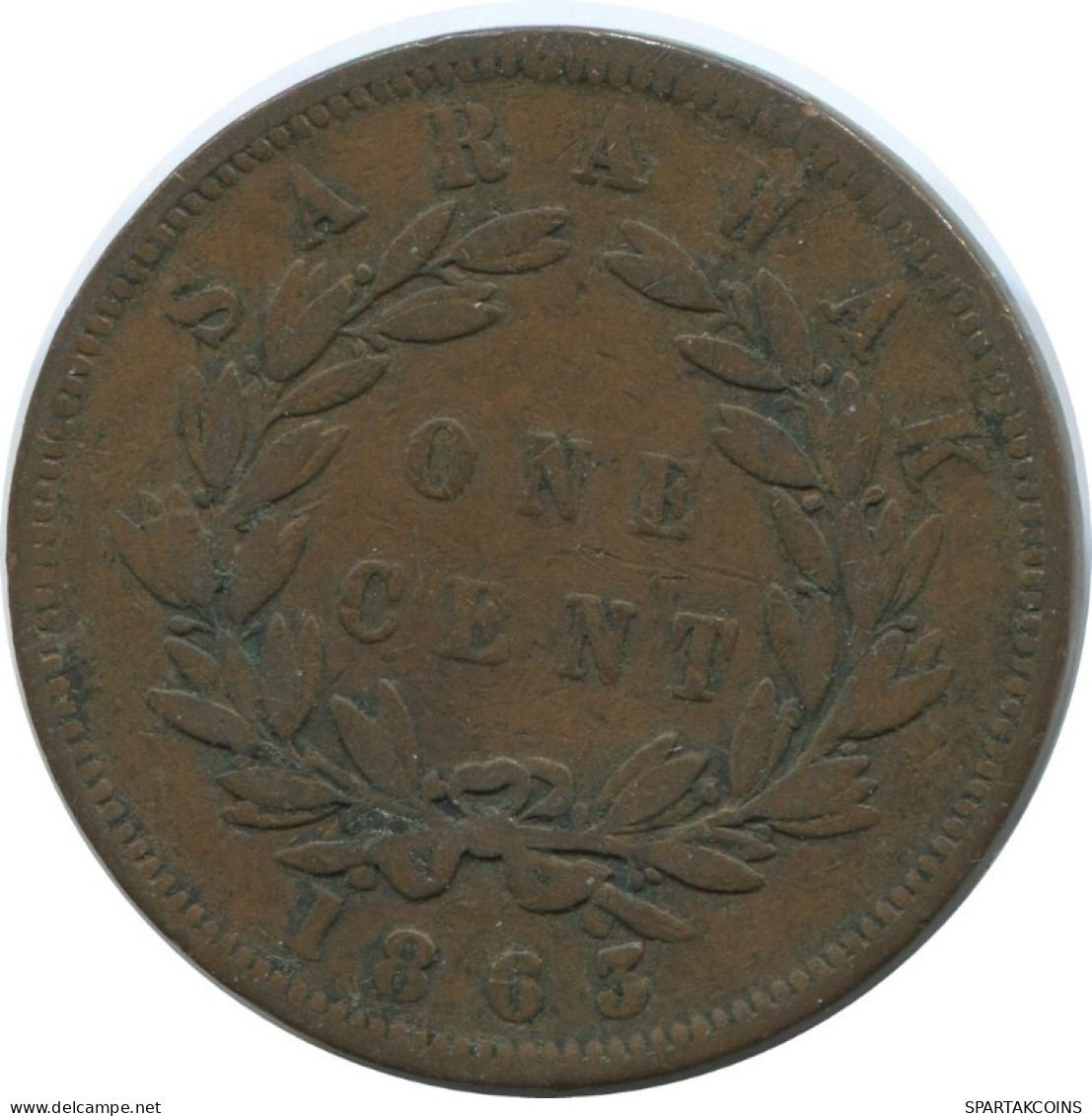 1 CENT 1863 SARAWAK MALAYSIEN MALAYSIA Münze #AE784.16.D.A - Malaysia