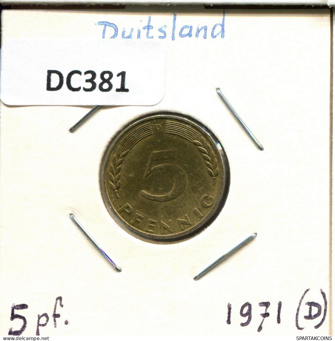 5 PFENNIG 1971 D BRD ALLEMAGNE Pièce GERMANY #DC381.F.A - 5 Pfennig