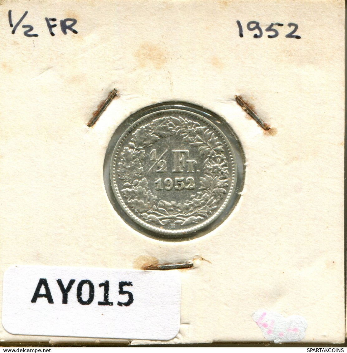 1/2 FRANC 1952 B SCHWEIZ SWITZERLAND Münze SILBER #AY015.3.D.A - Andere & Zonder Classificatie