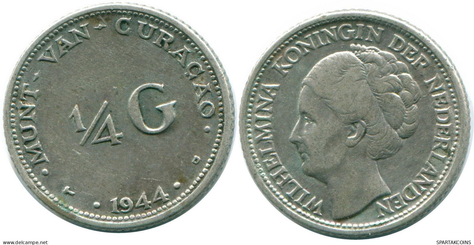 1/4 GULDEN 1944 CURACAO NIEDERLANDE SILBER Koloniale Münze #NL10558.4.D.A - Curaçao