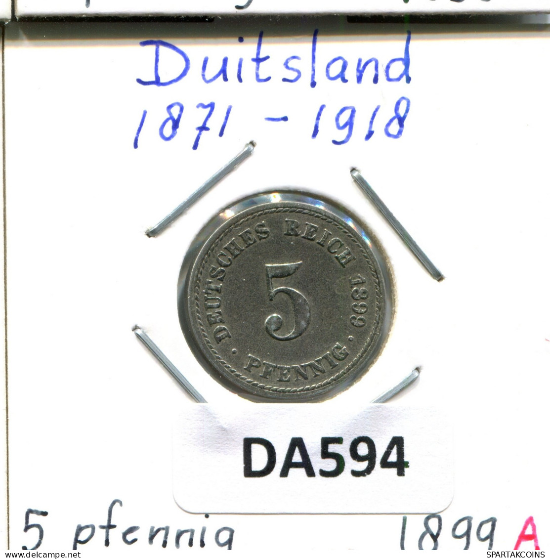 5 PFENNIG 1899 A DEUTSCHLAND Münze GERMANY #DA594.2.D.A - 5 Pfennig