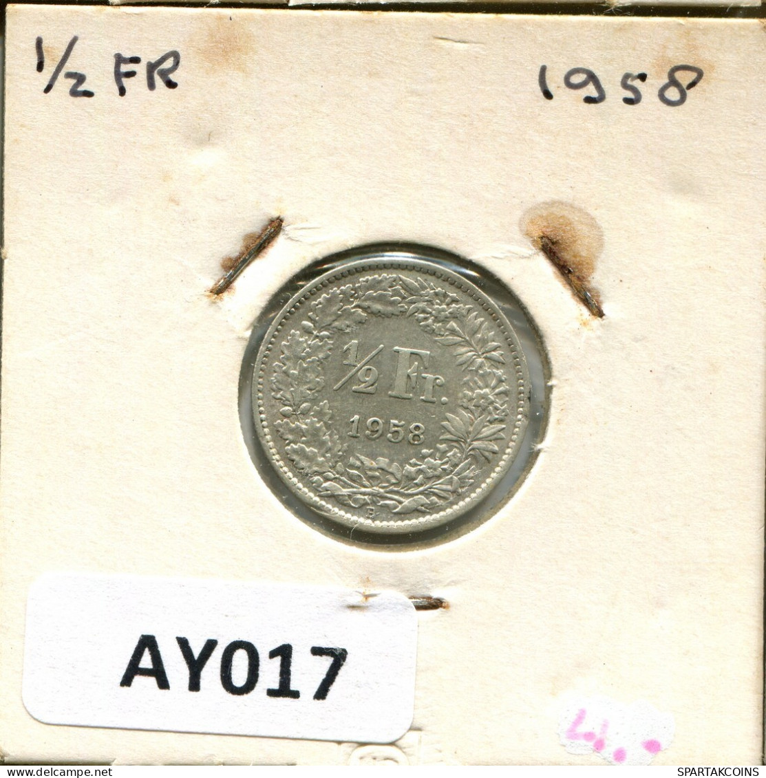 1/2 FRANC 1958 B SWITZERLAND Coin SILVER #AY017.3.U.A - Otros & Sin Clasificación