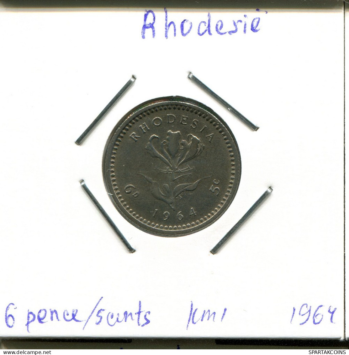 6 Pence / 5 Cents 1964 RHODESIA ZIMBABWE Coin #AP622.2.U.A - Simbabwe