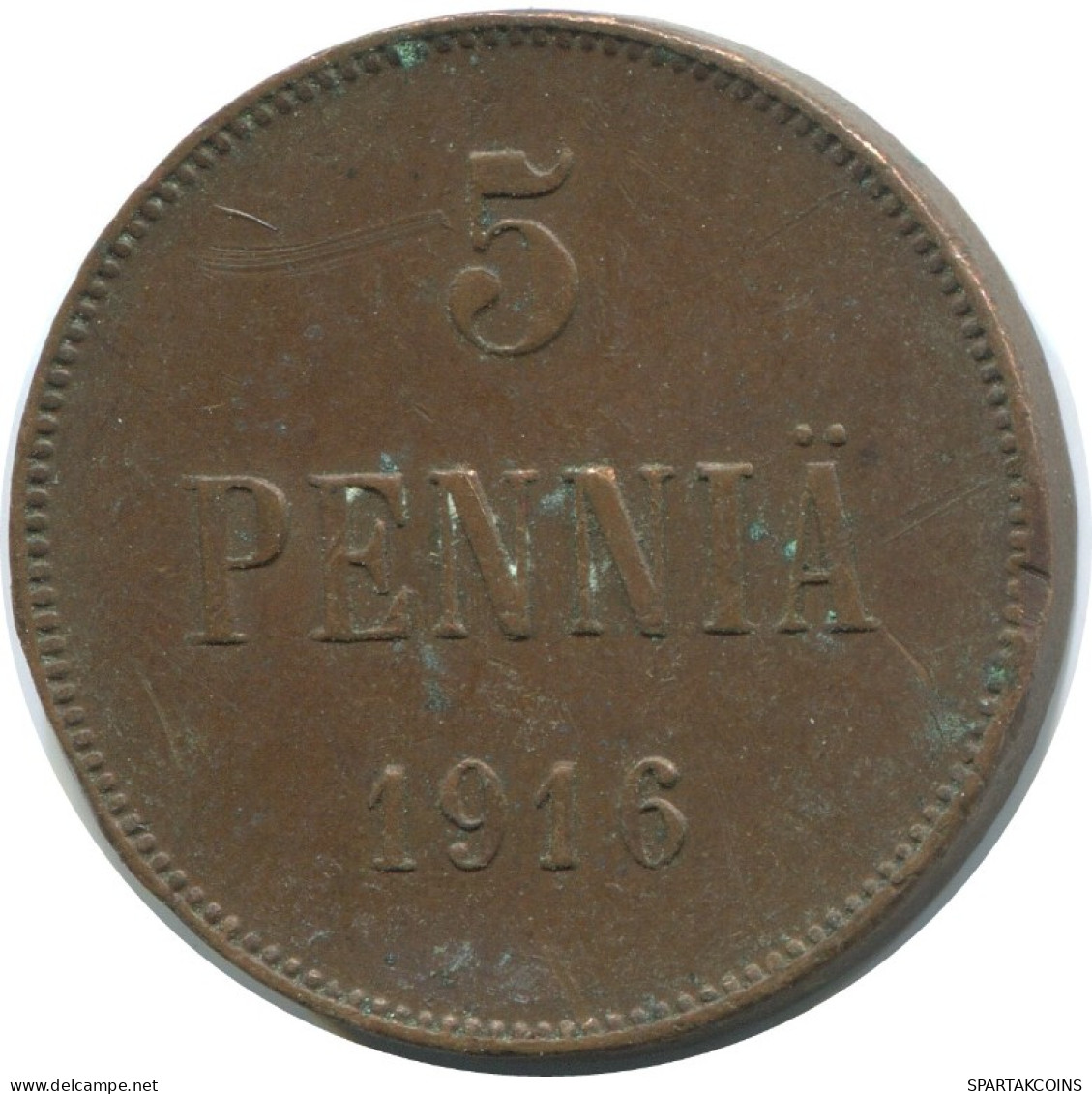 5 PENNIA 1916 FINLAND Coin RUSSIA EMPIRE #AB261.5.U.A - Finland