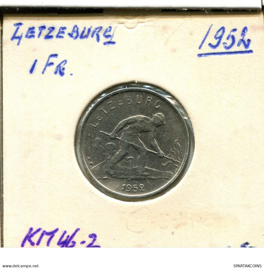 1 FRANC 1952 LUXEMBOURG Coin #AT202.U.A - Lussemburgo