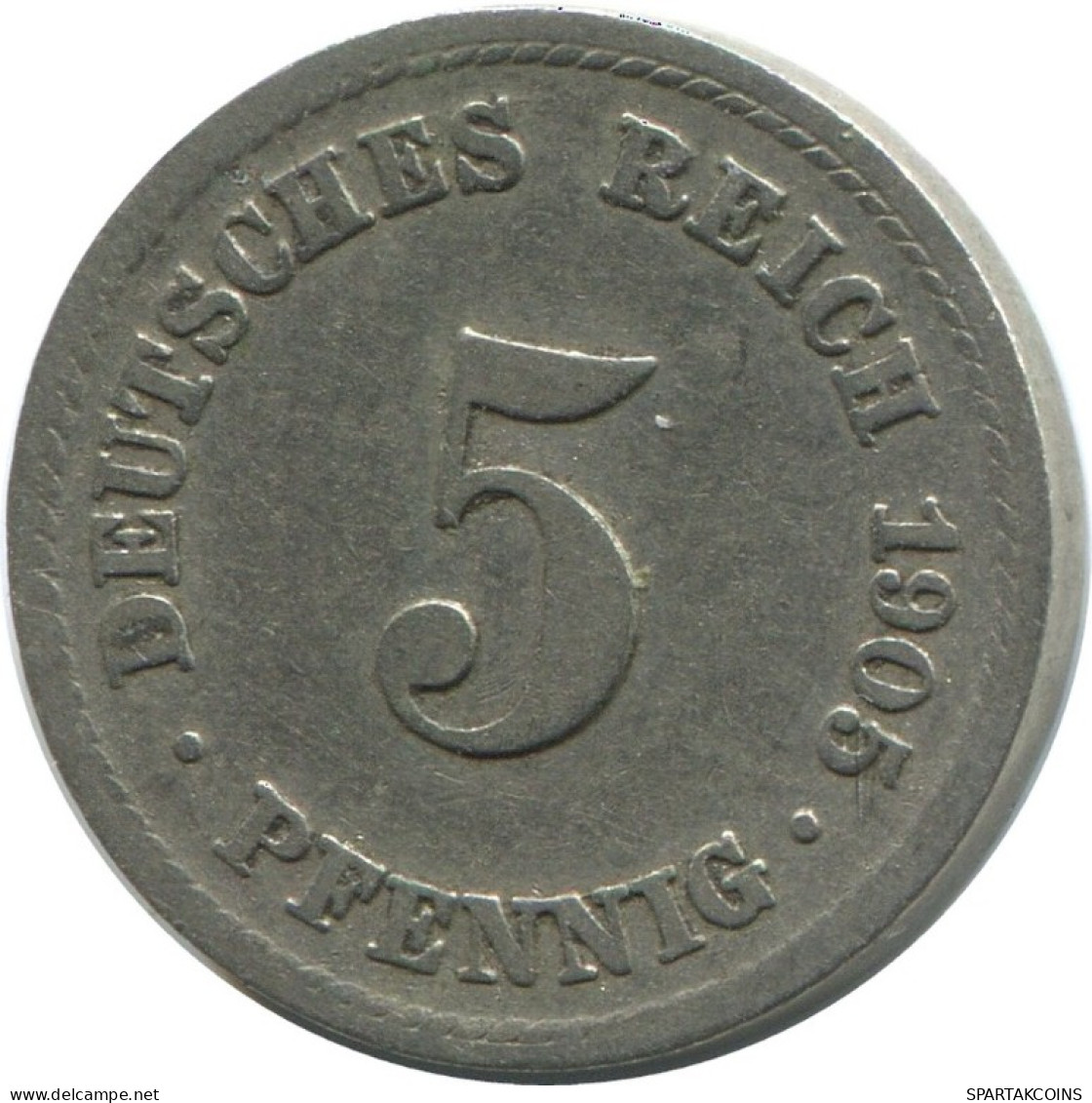5 PFENNIG 1905 F DEUTSCHLAND Münze GERMANY #AD537.9.D.A - 5 Pfennig